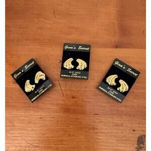 Gina’s Secret 24KT Gold Over Stainless Earrings Set Chunky Vintage Style